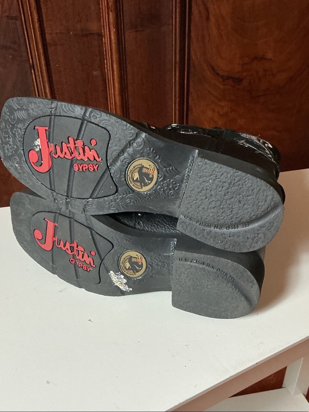 Justin Gypsy Boots Black Embroidered Western Ankle Boots - Picture 8 of 11